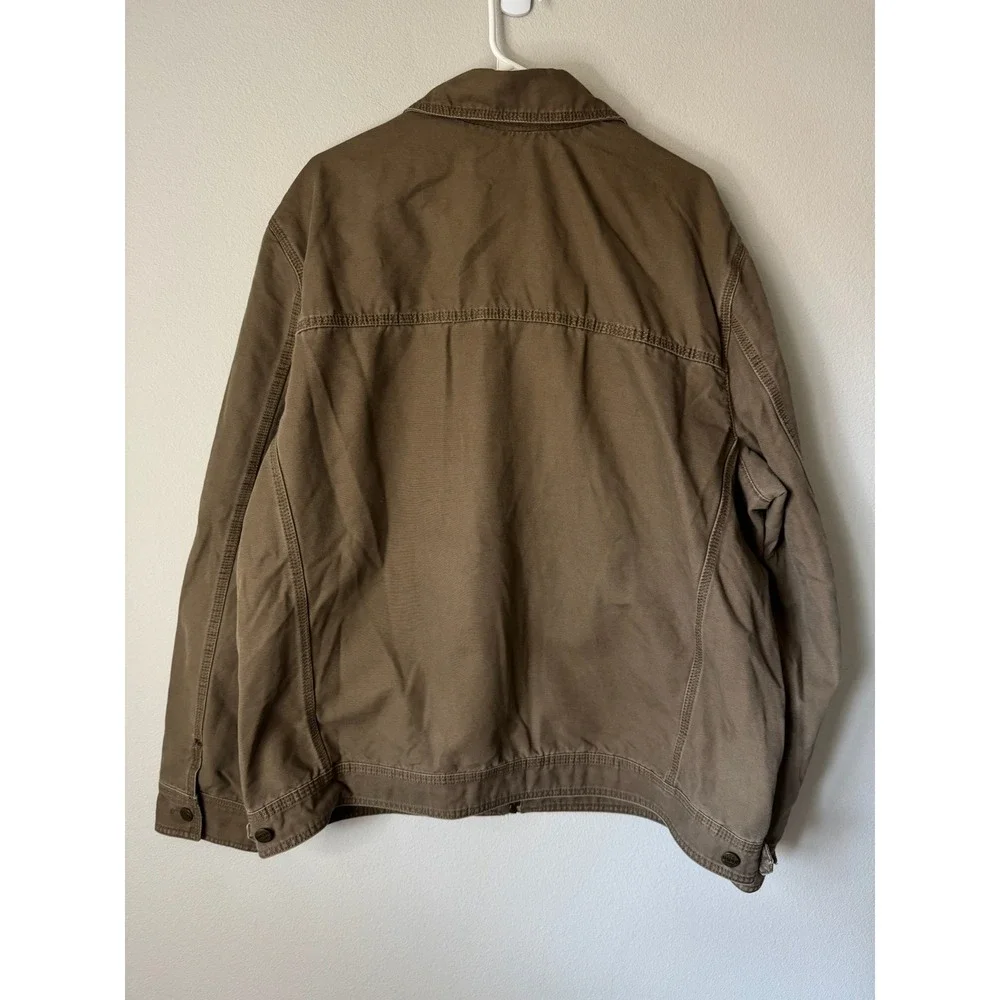 Vintage Eddie Bauer Mens XL Brown Cotton Canvas Full Zip Field Utility Jacket‎